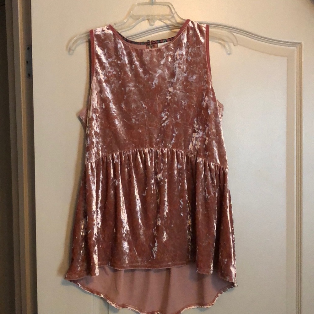 Rose pink crushed velvet top